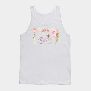 Watercolor bicycle with floral basket Tank Top